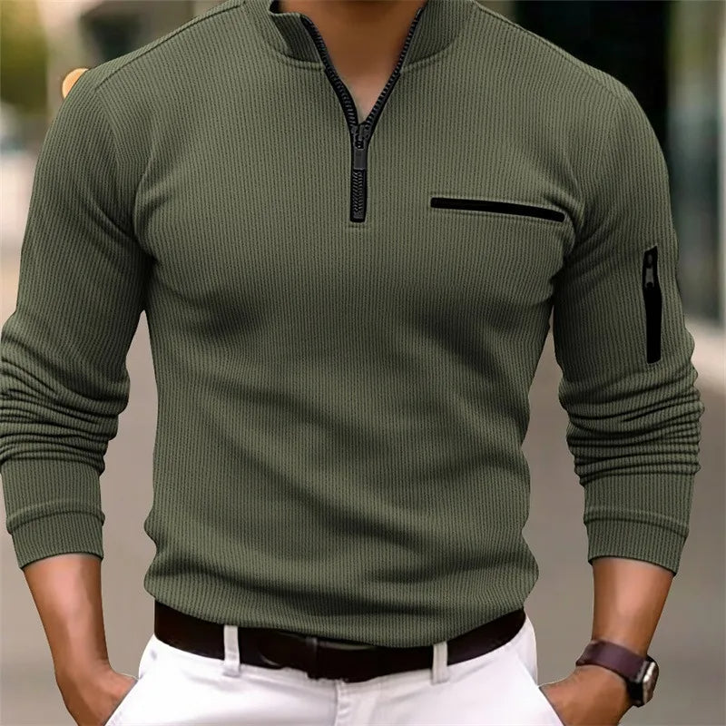 Urban Zip Long Sleeve Polo Shirt