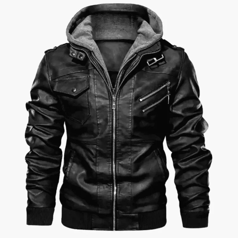 Commander Leather Jacket with Hood