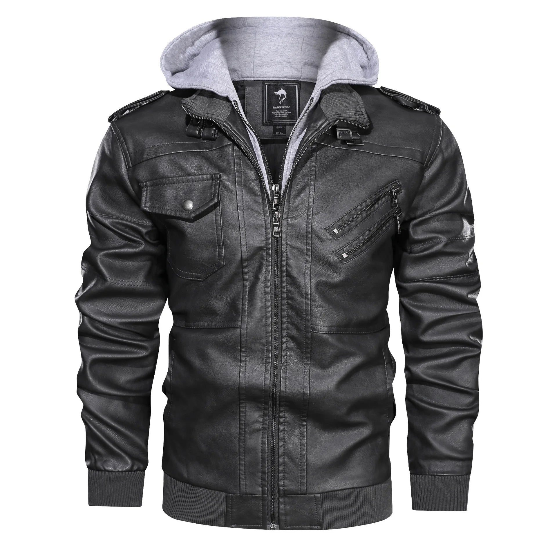 Commander Leather Jacket with Hood