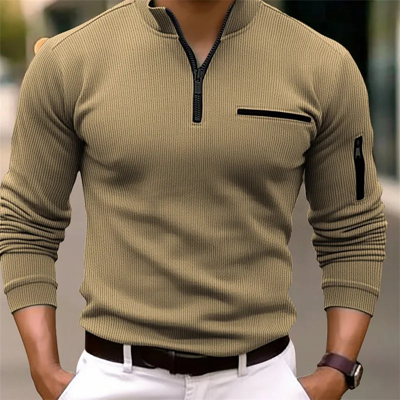 Urban Zip Long Sleeve Polo Shirt